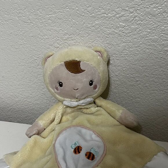 Douglas Baby Lil' Snugglers Security Blanket Yellow Doll Bear Bees Lovey Satin - Picture 5 of 12